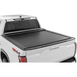imageRough Country Retractable Tonneau Truck Bed Cover for Toyota Tundra 20222025 CrewMax  Fits 57quot 656quot Short Bed WeatherResistant Sleek Sliding Design