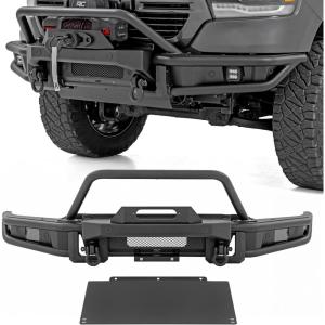 imageRough Country Tubular Front Bumper with Winch Plate for Ram 1500 20192024  Builtin Bull Bar Recovery DRings Skid PlatewWinch Mount