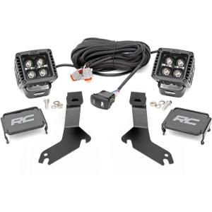 imageRough Country Dual 2quot LED Ditch Light Kit for Chevy Silverado 1500 19992006  2X Black Series 2in LED Light Pods Amber DRL