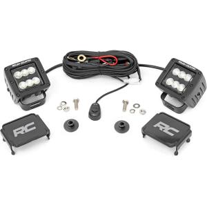 imageRough Country Dual 2quot LED Ditch Light Kit for Ford Bronco 4WD 20212024  2 2in Black Series LED Cubes Flood Beam