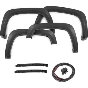 imageRough Country Sport Fender Flares for Chevy Silverado 2500 HD3500 HD 20202025  Durable TriBlend ABS Flares 1quot Coverage NoDrill Install UVProtected Flat Black Finish