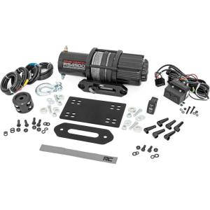 imageRough Country Winch Mount with 4500 LB Winch for CanAm Defender HD8HD9HD10  Bolton Mounting Plate RS4500S Series Winch with 50 ft Synthetic Rope