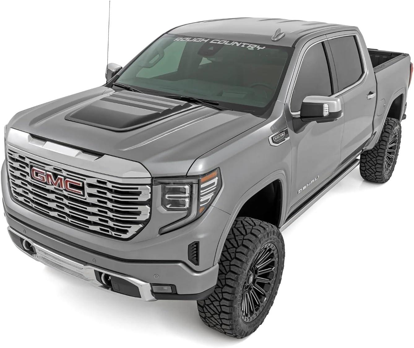 imageRough Country Hood Scoop for GMC Sierra 1500 20192026  Matte Black PainttoCode Aggressive Style Precision Fit NoDrill Install
