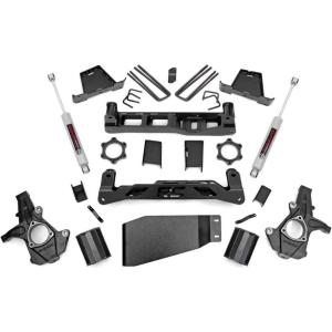 imageRough Country 75quot Suspension Lift Kit with Strut SpacersN3 Shocks for Chevy Silverado ampamp GMC Sierra 1500 20072013 4WDStrut SpacersN3 Rear Shocks