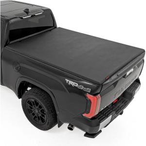 imageRough Country Soft TriFold Bed Cover for Toyota Tundra 2WD4WD 20222025  Fits 67quot Bed Works wor wo Factory Utility Rail Vinyl Tonneau Cover67 Bed
