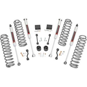 imageRough Country 25 Lift Kit w V2 Shocks for Jeep Wrangler JL Unlimited Rubicon 20182023 4Door  Fits up to 35 TiresM1 Shocks