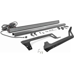 imageRough Country 50 LED Light Bar Kit for Jeep Wrangler JK 20072018  Upper Windshield Mount 270W Spectrum Series 24300 Lumens Combo Spot amp Flood Beam