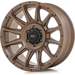 imageRough Country 90 Series One Piece Aluminum Wheel  20 x 9 in 6 x 55 Bolt Pattern 12 mm Offset Bronze Finish with Black Accent Bolts20x9 0 mm Offset