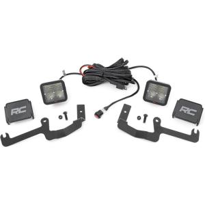 imageRough Country Dual 2 Spot LED Lower Windshield Ditch Light Kit for Chevy Silverado 1500 20192025  2X LED Light Pods Spot Beam