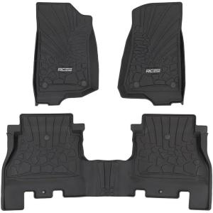 imageRough Country FlexFit Front Floor Mats for Jeep Wranger JL Unlimited 4Door 20182025 4Door  Front amp Rear Set Custom AllWeather NonSlip TPE Liners wSpill Saver LipFront  Rear