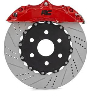 imageRough Country Front Performance Brake Kit for Jeep Wrangler JL 20112018  6Piston Calipers Drilled amp Slotted Rotors Stainless Steel Lines HeavyDuty Upgrade