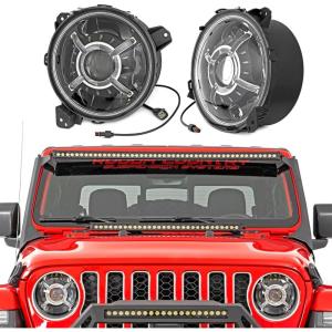 imageRough Country LED Headlights 9 Round for 1824 Jeep JLJLUGladiator  RCH5100