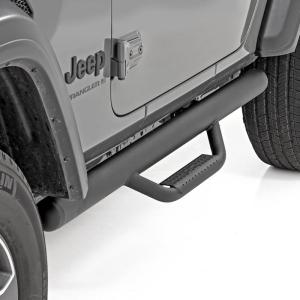 imageRough Country Nerf Step Bars for Jeep Wrangler JL 20182025 2Door  Rugged Nerf Bars with Side Steps BoltOn Install