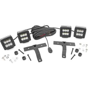 imageRough Country Quad Black Series LED Light Pod Kit for 1823 Jeep JLJT  70823