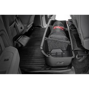 imageRough Country Under Seat Storage for Ford F150 20092014 CrewCab  CustomFit Durable AntiSkid Thermoplastic Under Seat Storage Compartment