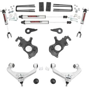 imageRough Country 35 Lift Kit wN3 Shocks for Chevy Silverado amp GMC Sierra 2500HD3500HD 20112019 wFactory Rear Overload Springs  Silver Control ArmsV2 Shocks  Silver Arms