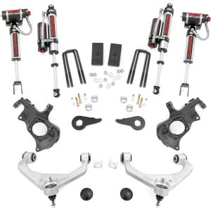 imageRough Country 35 Lift Kit wN3 Shocks for Chevy Silverado amp GMC Sierra 2500HD3500HD 20112019 wFactory Rear Overload Springs  Silver Control ArmsVertex Shocks  Silver Arms