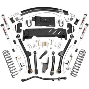 imageRough Country 45 Lift Kit w V2 Shocks Full Rear Leaf Springs amp Adjustable Control Arms for Jeep Cherokee XJ 19842001 25L40L w NP231 Transfer Case