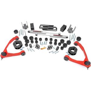 imageRough Country 475 Lift Kit Combo for Chevy Silverado amp GMC Sierra 1500 20072013 2WD  Red Control ArmsRed Arms