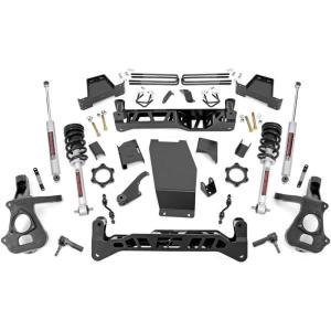 imageRough Country 7 Lift Kit with N3 Loaded StrutsN3 Rear Shocks for Chevy Silverado amp GMC Sierra 1500 20142018 wStock Steel Cast Control Arms