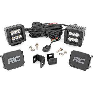 imageRough Country Dual 2 LED Ditch Light Kit for Toyota Tundra 20222025  2 2in Black Series LED Cubes Spot Beam