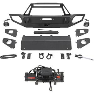 imageRough Country FullWidth Front Winch Bumper for Jeep Gladiator JT amp Wrangler JKJL 20072026  HeavyDuty Bumper wLED Lights DRingswith Winch