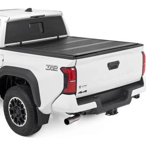 imageRough Country Hard LowProfile TriFold Tonneau Cover for Toyota Tacoma 20242026  LowProfile Aluminum Truck Bed Cover Fits 6 Bed 735 wUtility Rail System