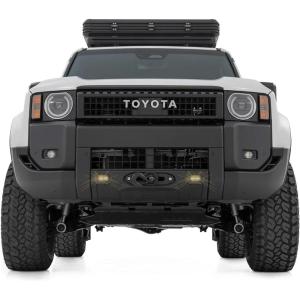 imageRough Country Hidden Winch Mount Kit with Dual White LED Fog Lights for Toyota Land Cruiser 4WD 20242025  BoltOn Winch Tray SAE Approved LEDAmber LED