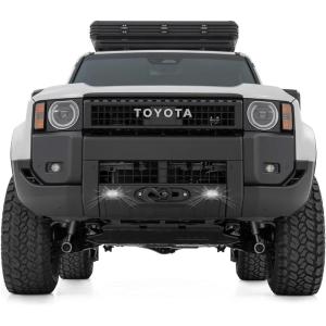 imageRough Country Hidden Winch Mount Kit with Dual White LED Fog Lights for Toyota Land Cruiser 4WD 20242025  BoltOn Winch Tray SAE Approved LEDWhite LED