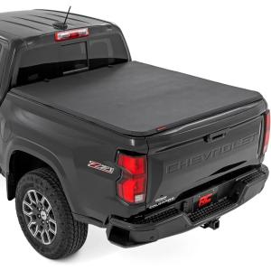 imageRough Country Soft TriFold Tonneau Cover for Chevy Colorado amp GMC Canyon 20232025  Fits 5 Bed WeatherResistant Truck Bed Cover