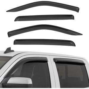 imageRough Country Tapeon Window Rain Guards for Chevy Silverado amp GMC Sierra 15002500HD3500HD Crew Cab 20142018  Low Profile Window Visors 4Pc Rain Guard for Trucks