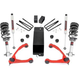 imageRough Country 35 Lift Kit with M1 StrutsM1 Rear Shocks for Chevy Silverado amp GMC Sierra 1500 20142016  Red Control Arms