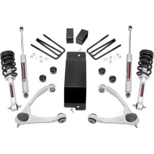 imageRough Country 35 Lift Kit with N3 Loaded StrutsN3 Rear Shocks for Chevy Silverado amp GMC Sierra 1500 20072013  Silver Control Arms
