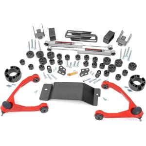 imageRough Country 475 Lift Kit Combo for Chevy Silverado amp GMC Sierra 1500 20072013 4WD  Red Control ArmsRed Arms