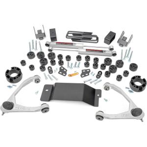 imageRough Country 475 Lift Kit Combo for Chevy Silverado amp GMC Sierra 1500 20072013 4WD  Red Control ArmsSilver Arms