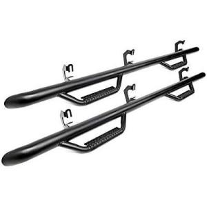 imageRough Country Nerf Step Bars for Chevy Silverado amp GMC Sierra 1500 20142018 Crew Cab  Rugged Full Length Nerf Bar with Side Steps BoltOn Install