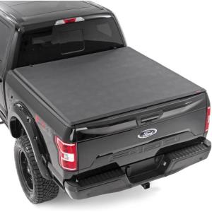 imageRough Country Soft TriFold Vinyl Tonneau Cover for Ford F150 20212025 F150 Lightning 20222025  Fits 57 671 Bed WeatherResistant Truck Bed Cover
