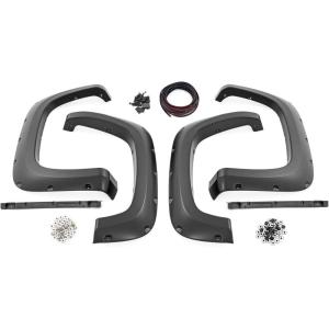 imageRough Country Pocket Fender Flares for Chevy Silverado 2500HD3500HD 20202026  2 Tire Coverage 65 Height Riveted Style UVResistant ABS Paintable Matte Black