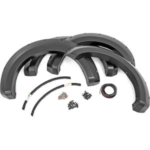 imageRough Country Pocket Fender Flares for Ford F250F350 Super Duty 20172022  Bolton Rivet Style UVResistant ABS Paintable Matte Black