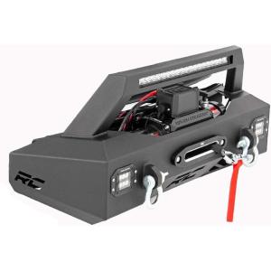 imageRough Country EXO Winch Mount with LED Lights for Ram 2500 20142018  Includes 20 LED Light Bar 2 LED Cube Lights DRings