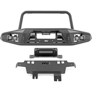 imageRough Country Front Tubular Winch Bumper for Ford Bronco 4WD 20212025 wStinger Bar amp 4 LED Cube LightsFront Bumper  Skid Plate  Stinger Bar  LEDs