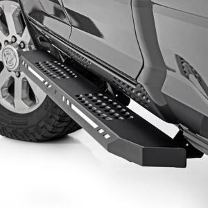 imageRough Country AC2 LED Running Boards for Ram 1500 20192026 amp 1500 TRX 20212024 Crew Cab  Heavy Duty Steel Side Steps with AmberWhite LED Lights