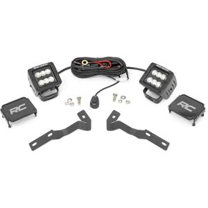 imageRough Country Dual 2 LED Ditch Light Kit for Toyota Tacoma 20162023  2 2in Black Series LED Cubes Flood Beam