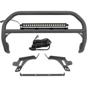 imageRough Country 2 Bull Bar for Bronco Sport Badlands 20212024 wQuad 4 Round LED Lights  8640 Lumens Spot Beam LightingBull Bar w20 DRL LED