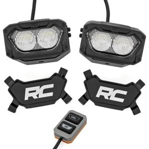imageRough Country 5 LED Light Pods with Amber amp White DRL  8000 Lumens 40W CREE LEDs OffRoad Lights wFlood Beam IP67 Waterproof Set of 2