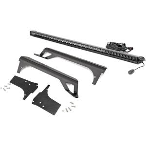 imageRough Country 50 LED Light Bar Kit with Upper Windshield Mounts for Jeep Wrangler TJ 19972006  Single Row 50in Black Series LED Bar