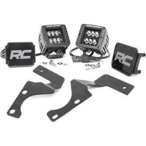 imageRough Country Dual 2 LED Ditch Light Kit for Toyota 4Runner 20102024  2 2in Black Series LED Cubes Flood Beam