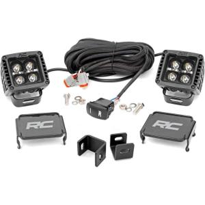 imageRough Country Dual 2 LED Ditch Light Kit for Toyota Tundra 20222025  2 2in Black Series LED Cubes Amber DRL