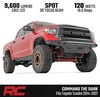 image:imageRough Country Quad 3 Wide Angle LED Light Kit for Toyota Tundra 20142021  Lower Windshield Mount 27000 Lumens Wide Side Beam OffRoad Lighting2 Spot Beam