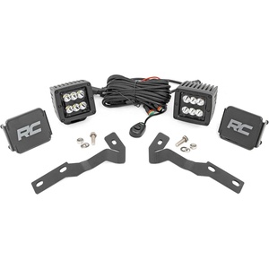 image:imageRough Country 2 LED Ditch Light Kit for Toyota Tacoma 20162023  Black Series Dual LED Cubes 36W Spot Beam 2880 LumensBlack